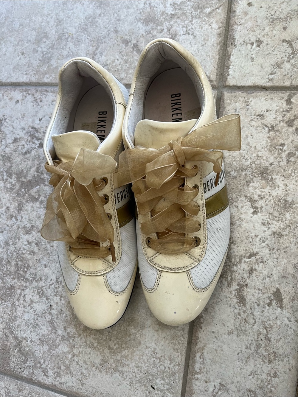 Bikkembergs White and Gold Women’s Sneakers